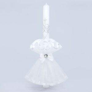 Angel white velika bijela svijeća za krštenje ukrašena anđelom