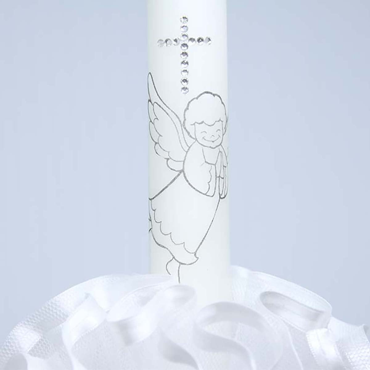 Angel white detalj anđela na svijeći za krštenje