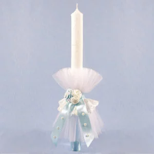 Blue sky pearl velika bijelo plava svijeća za krštenje