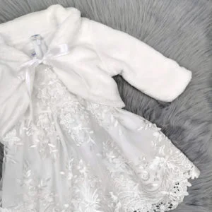 bijela chiara haljina s bundicom za krštenje