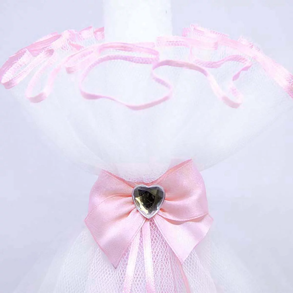Diamond rose heart bijela bogato ukrašena svijeća za krštenje