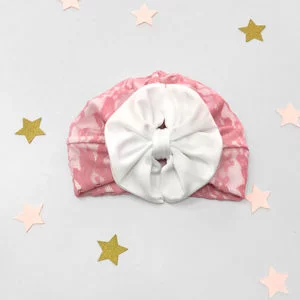 roza čipkana kapica turban za male bebe