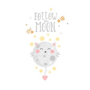 Follow the moon ilustracija na tetrici za bebe
