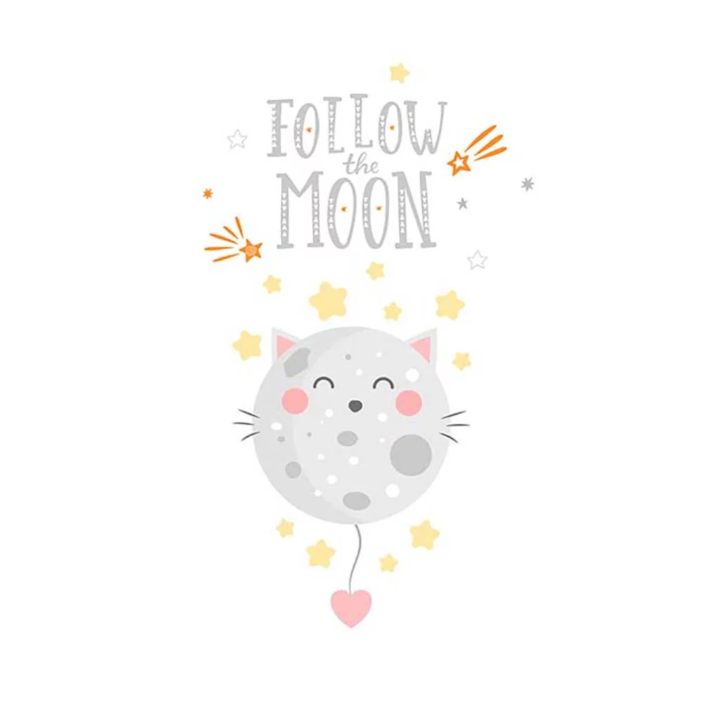 Follow the moon ilustracija na tetrici za bebe