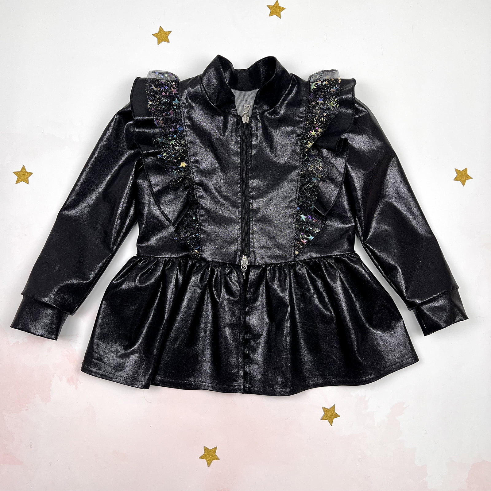 Gaga crna jaknica za djevojčice za volanima