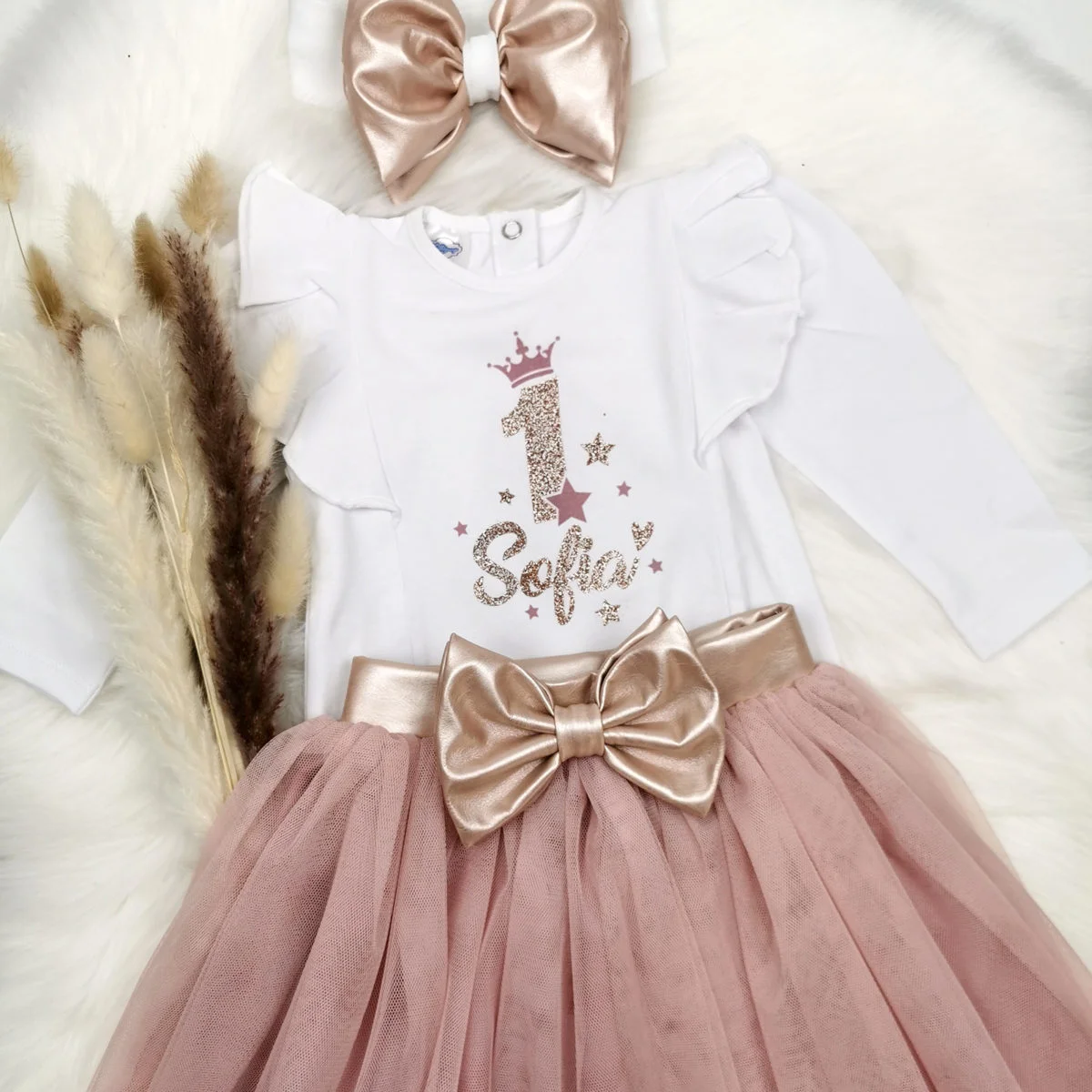 rose gold kompletić, til šos, bodi, trakica mašnica