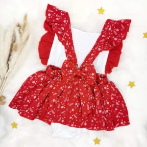 crvena shabby chiv bodi haljina za bebe