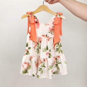 narančasta cvjetna haljina za mamu i kćer