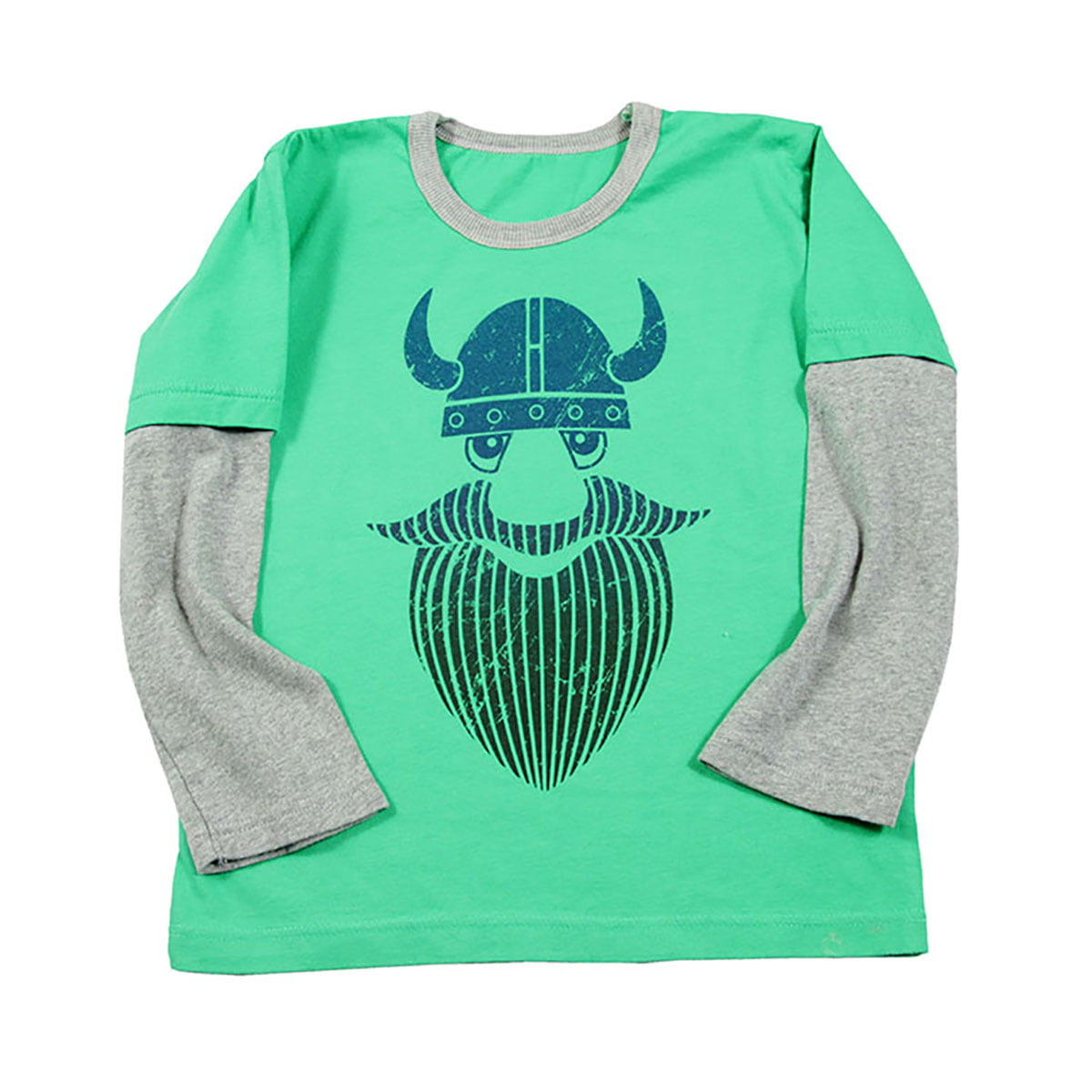 Viking zeleno siva majica s printom