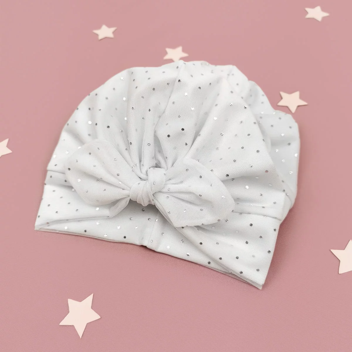 bijela kapa za bebe Sparkle mašna turban