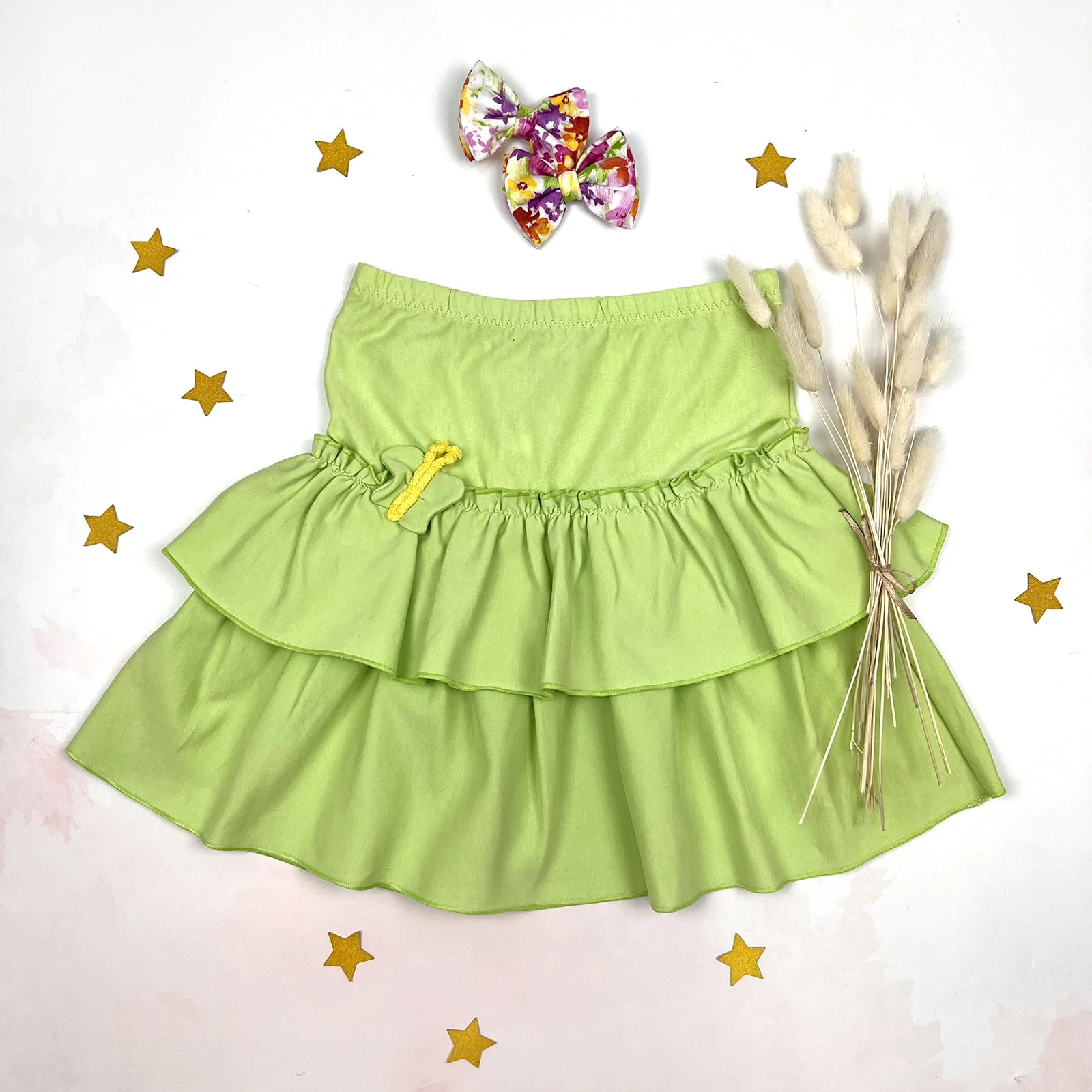 zelena suknja s matching šnalicama za djevojčice